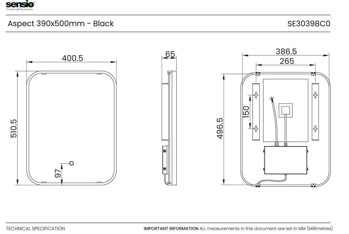 Technical drawing for Aspect Rectangle TrioTone®