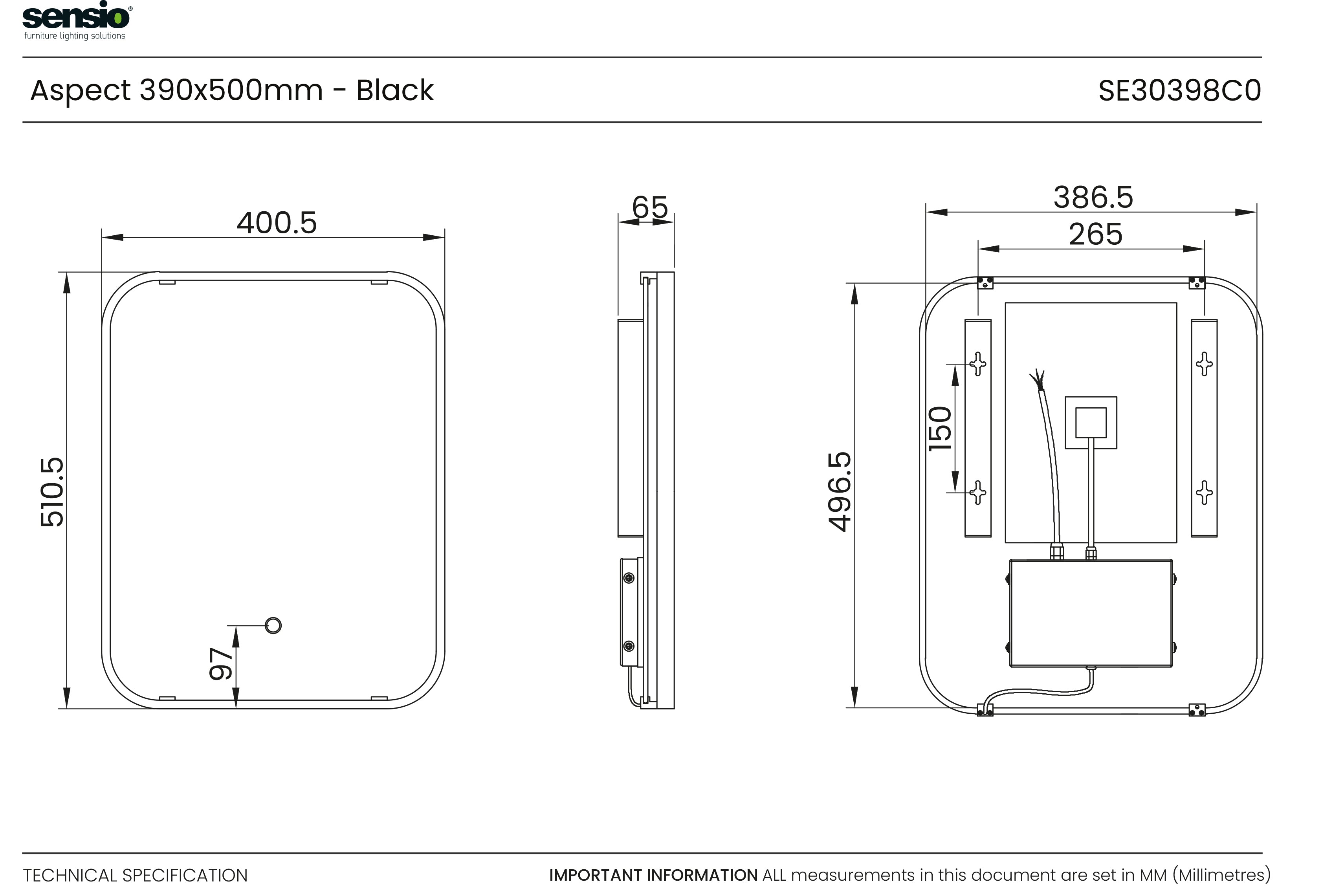 #Finish_Black #Size_390mm x 500mm