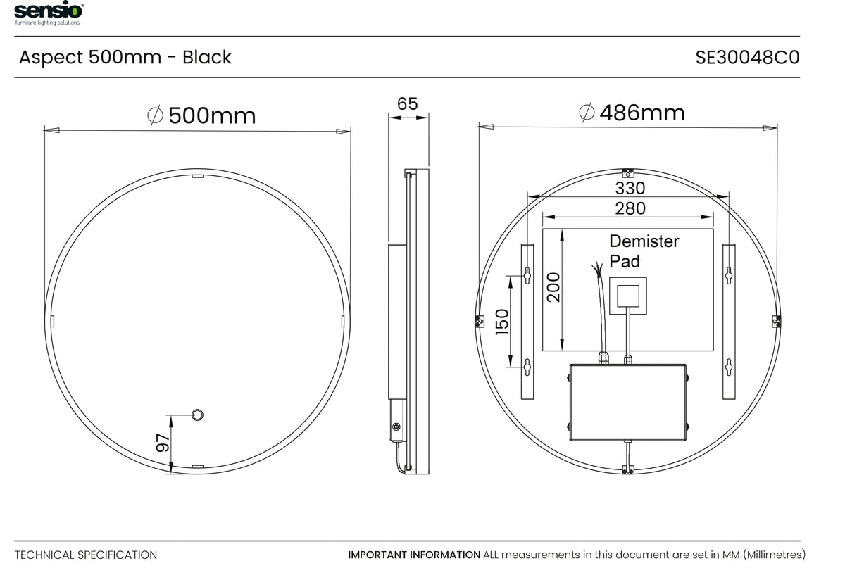 Technical drawing for Aspect Round TrioTone®