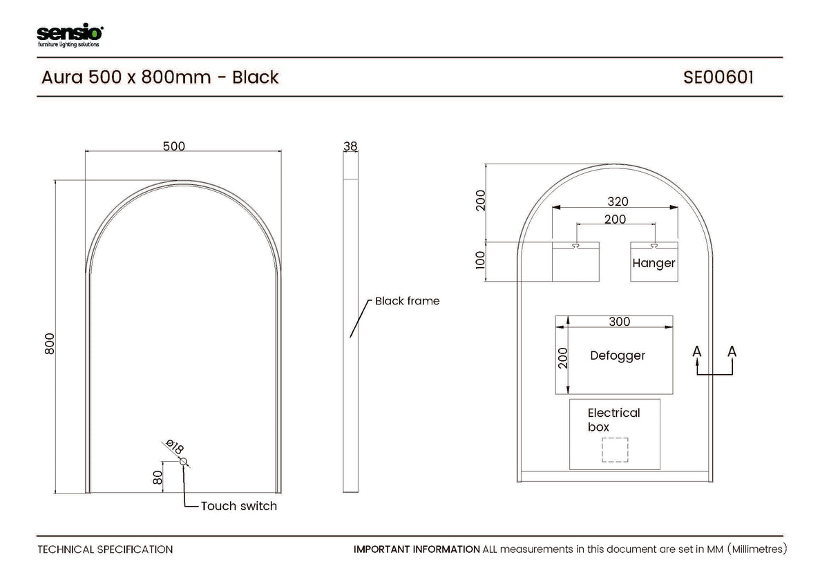 Technical drawing for Aura Arch
