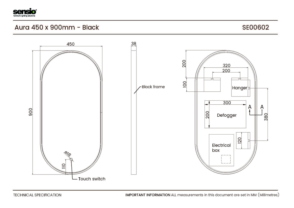 Technical drawing for Aura Pill