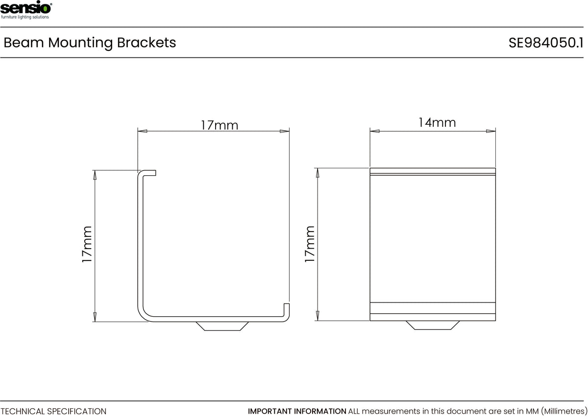 Technical drawing for Beam™ Mounting Bracket Set