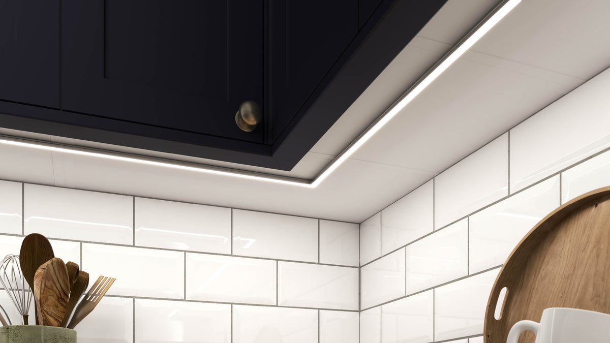 LED strip lights under kitchen wall cabinets