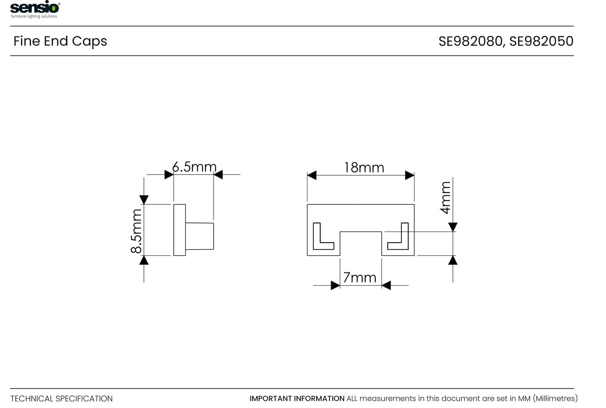 Technical drawing for Fino™ End Cap Set