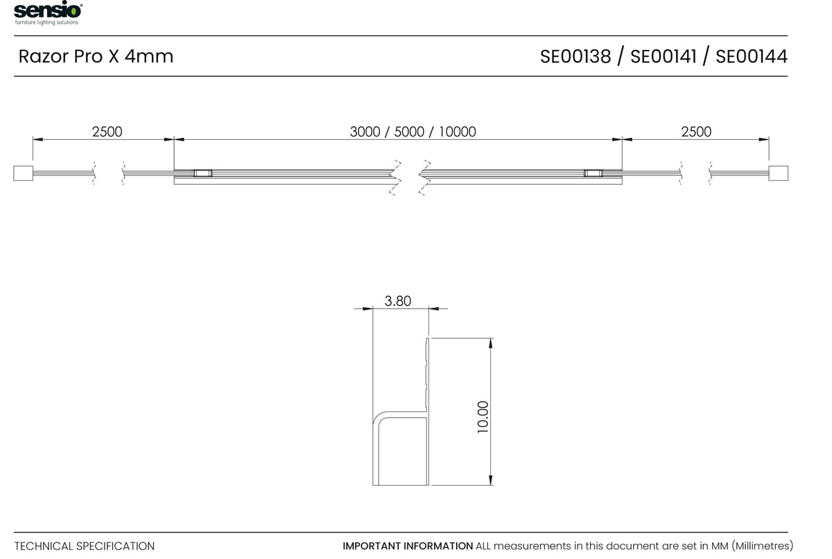 Technical drawing for Razor X Pro 4mm™