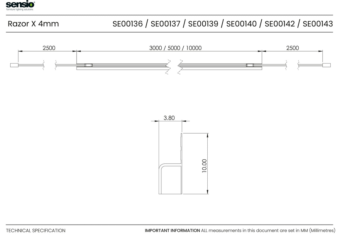 Technical drawing for Razor X 4mm™