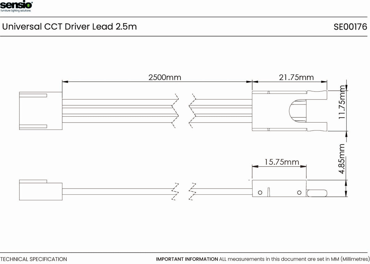 Universal 2500mm Driver Connection Lead (4-pin)