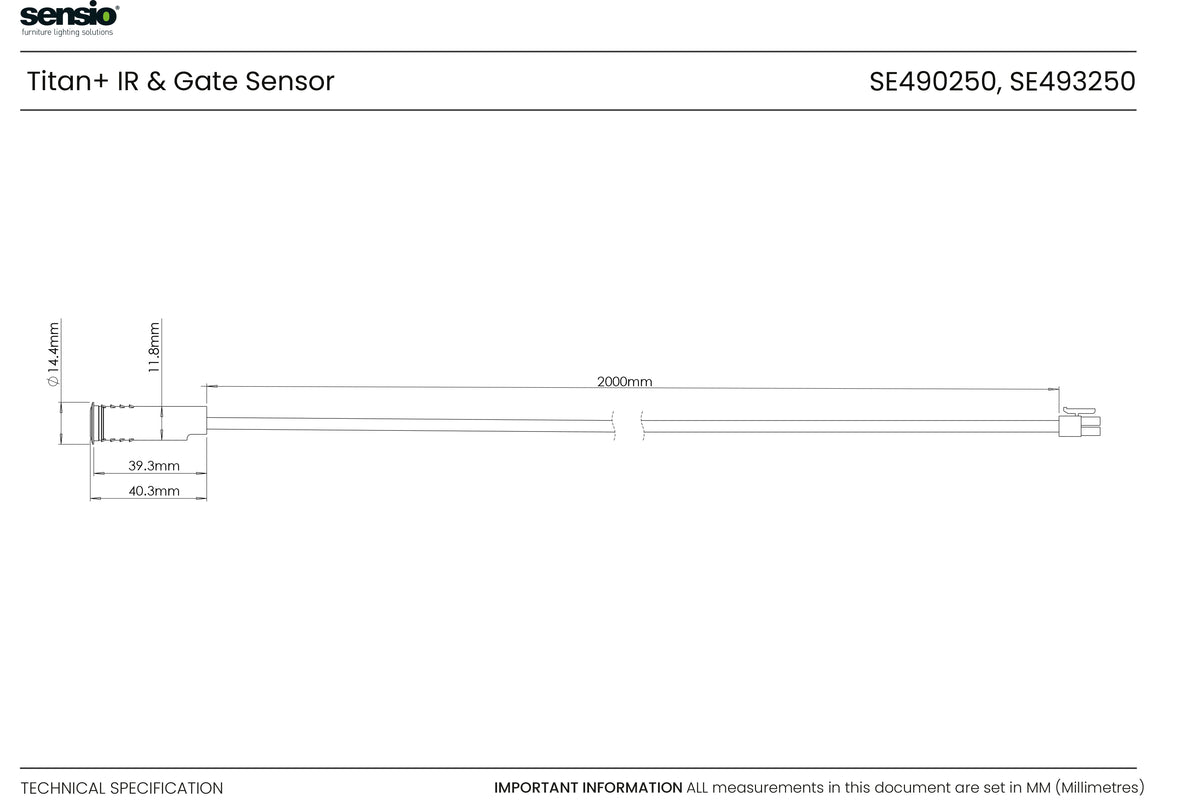 Technical drawing for Titan+™ Door Sensor