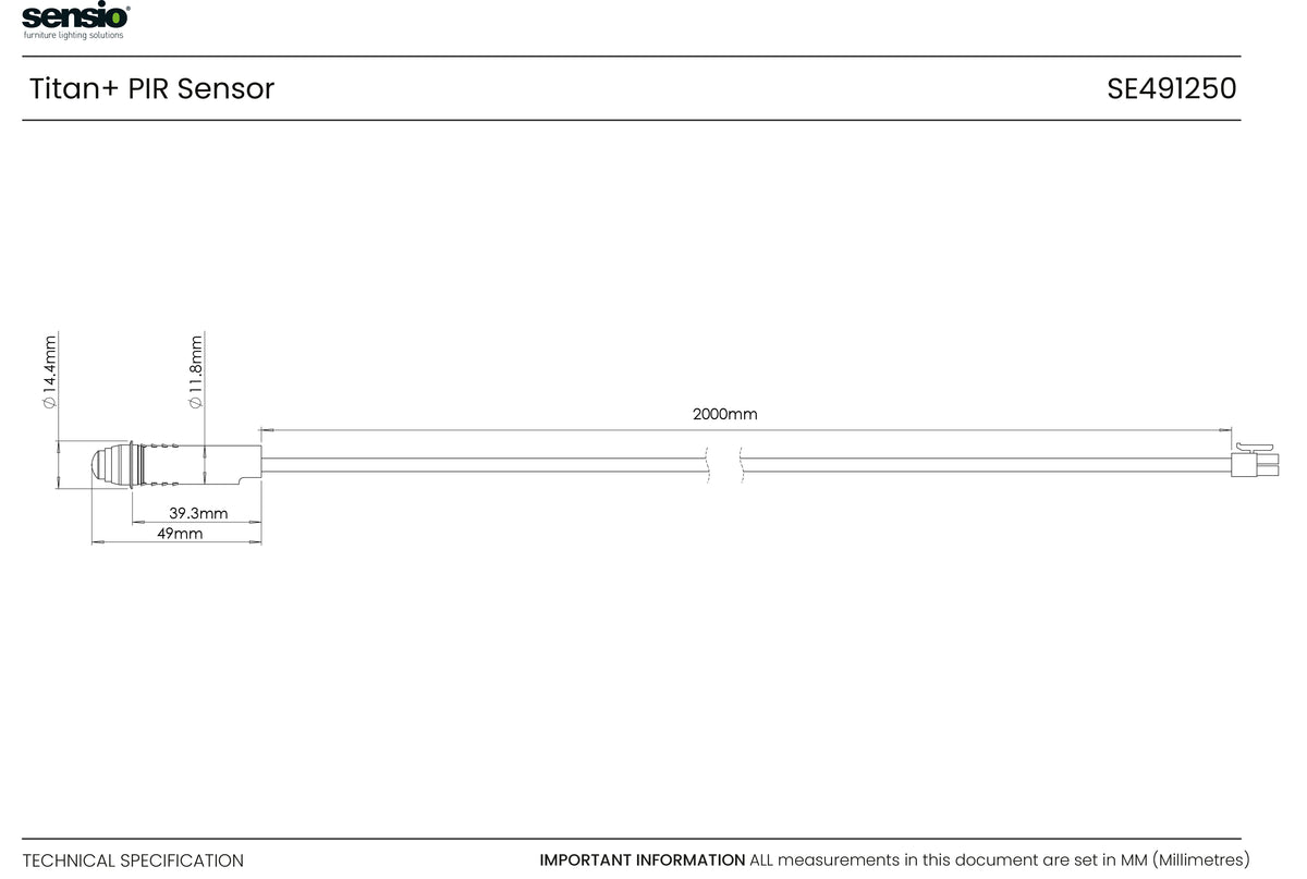Technical drawing for Titan+™ PIR Sensor