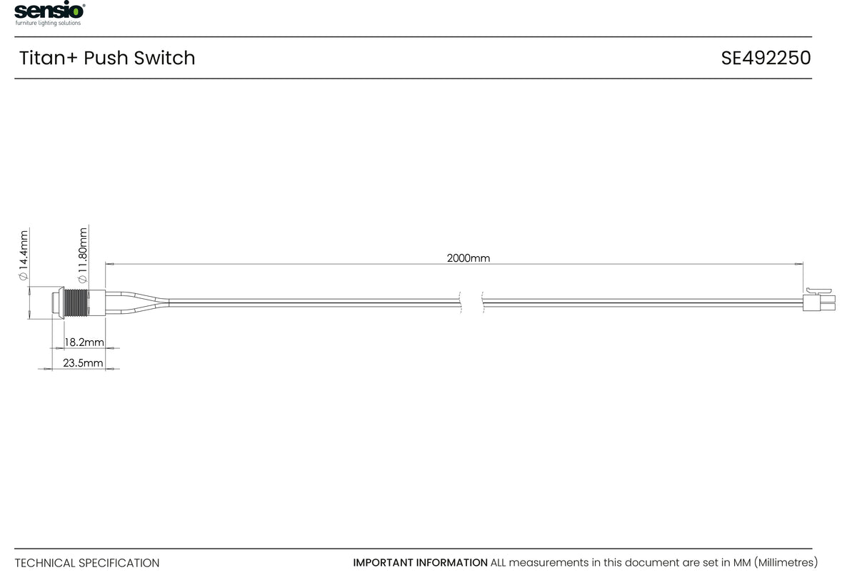 Technical drawing for Titan+™ Push Switch