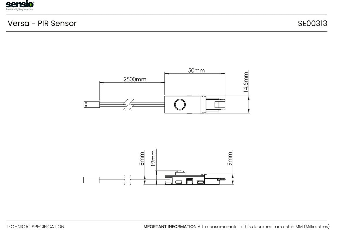 Technical drawing for Versa™ - PIR Sensor
