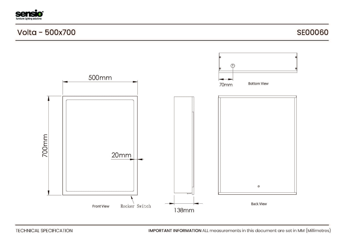 Technical drawing for Volta Rectangle