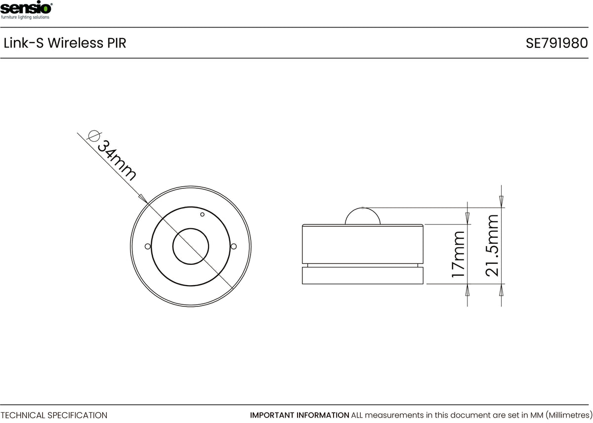 Technical drawing for Link-S™ Wireless PIR