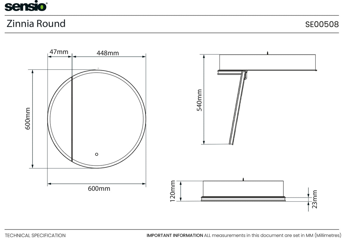 Technical drawing for Zinnia Round